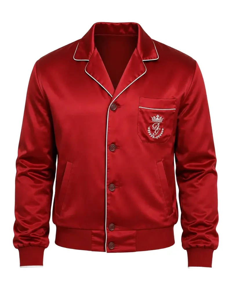 Dolce & Gabbana logo-embroidered silk bomber jacket - Rot Rot