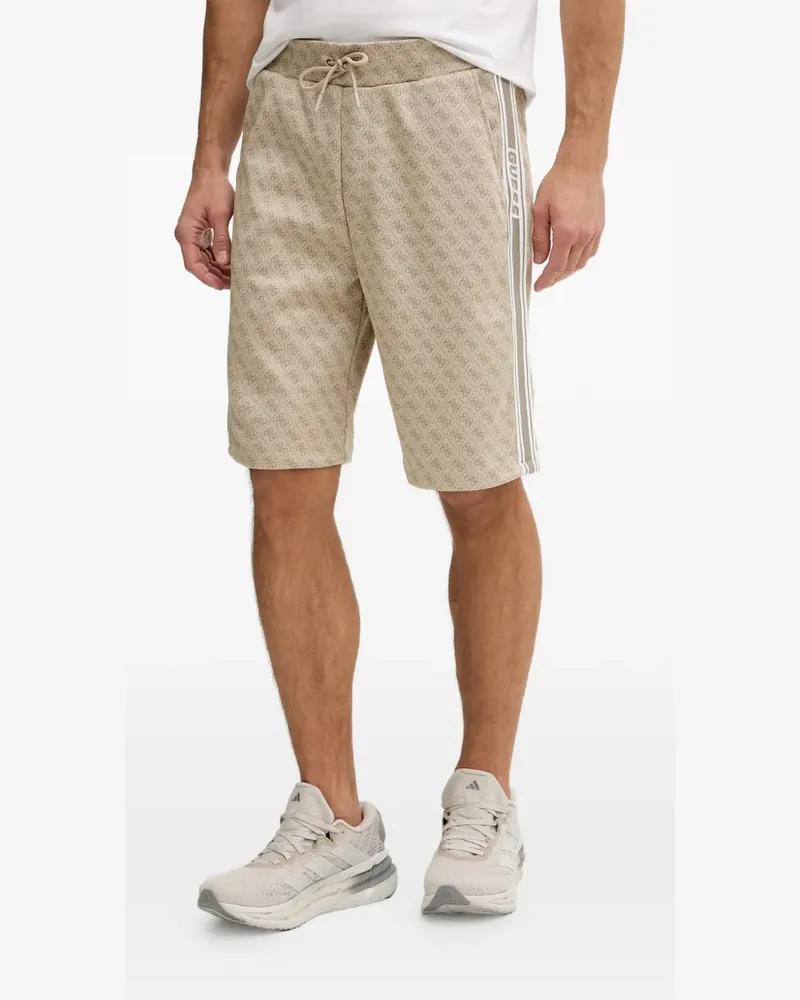 Guess monogram-print side-stripe shorts - Nude Nude