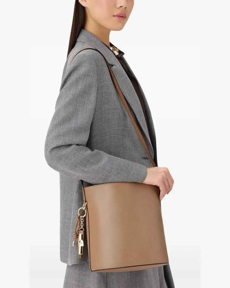 Furla Roxie Beuteltasche mit Anhänger - Braun Braun