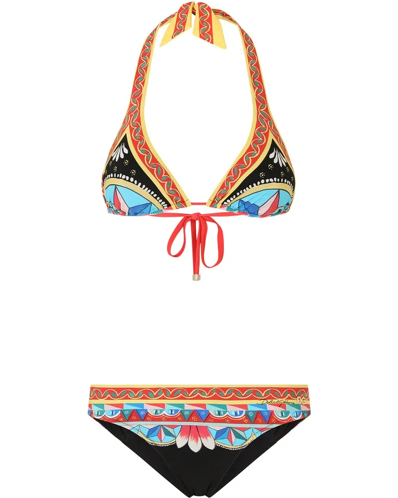 Dolce & Gabbana Triangel-Bikini mit Carretto-Print - Schwarz Schwarz