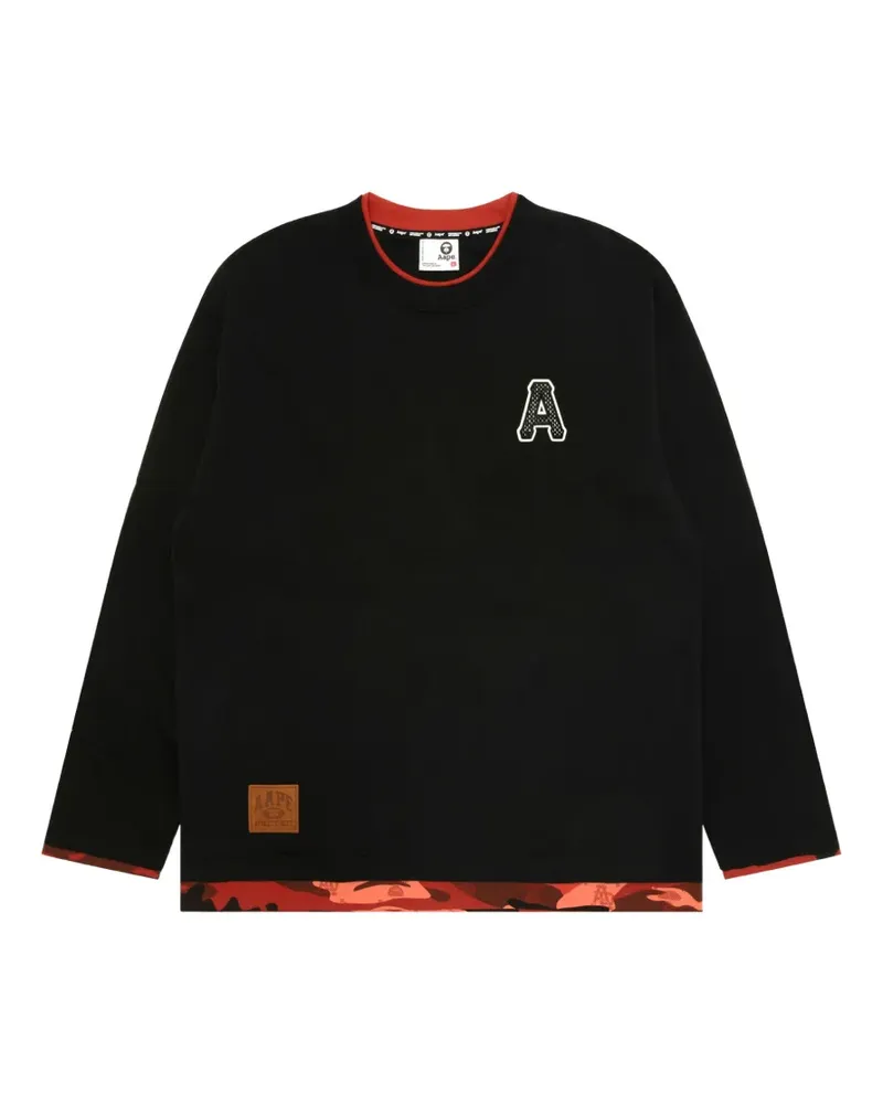 BAPE T-Shirt im Layering-Look mit Logo-Patch - Schwarz Schwarz