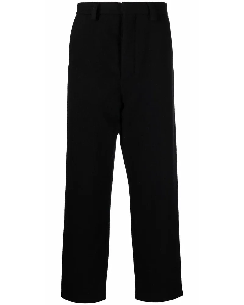 AMI Paris Melierte Straight-Leg-Hose - Schwarz Schwarz