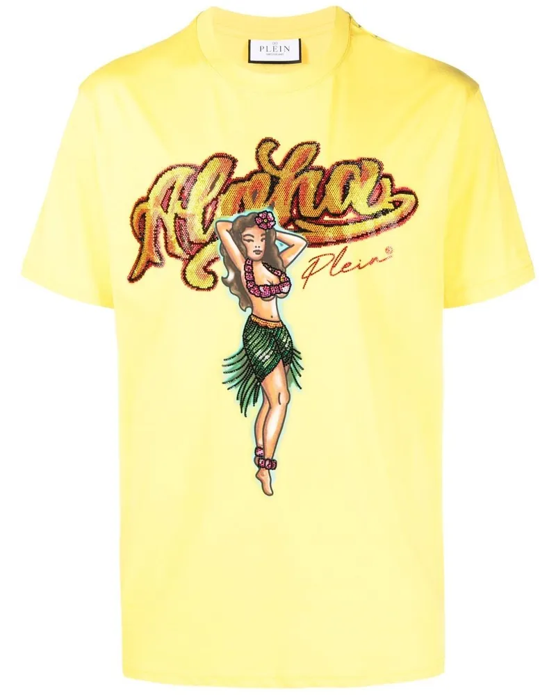 Philipp Plein T-Shirt mit Kristallen - Gelb Gelb