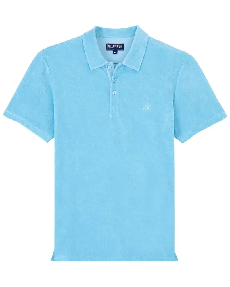 Vilebrequin Besticktes Poloshirt aus Bio-Baumwolle Blau