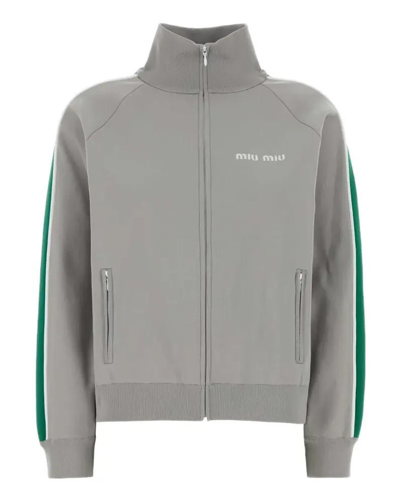 Miu Miu logo-print side-stripe sweatshirt - Grau Grau