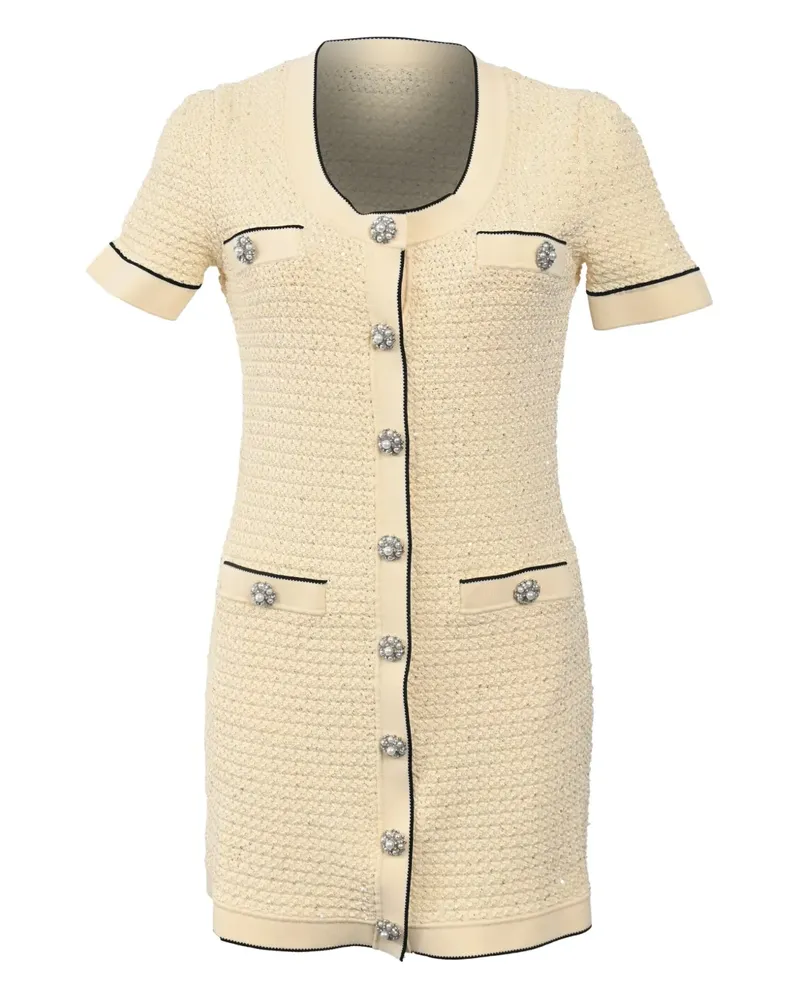 Self-Portrait sequin knitted mini dress - Nude Nude