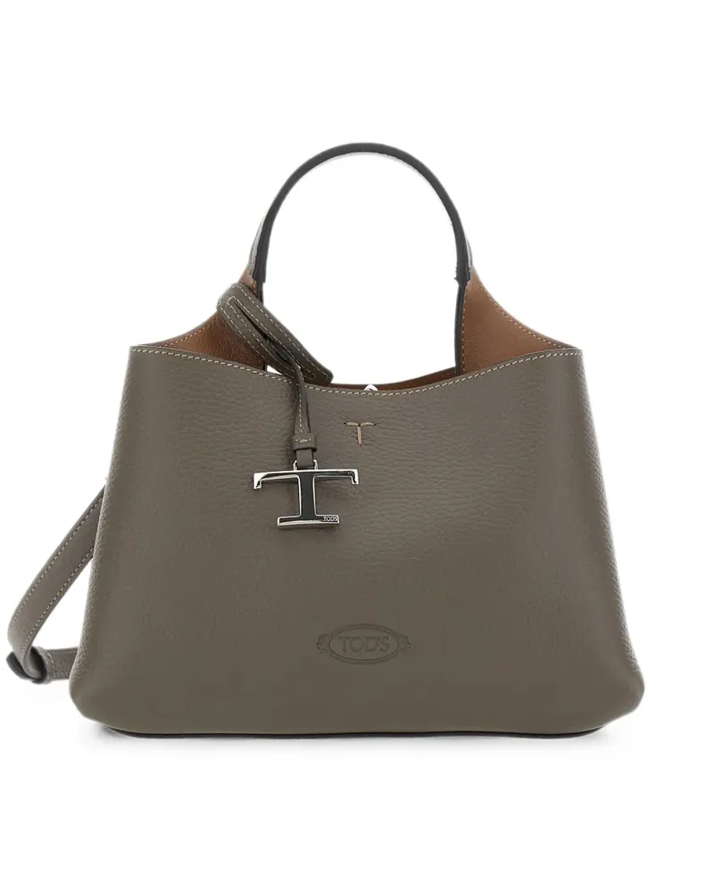 TOD'S T Timeless pebbled handbag - Braun Braun
