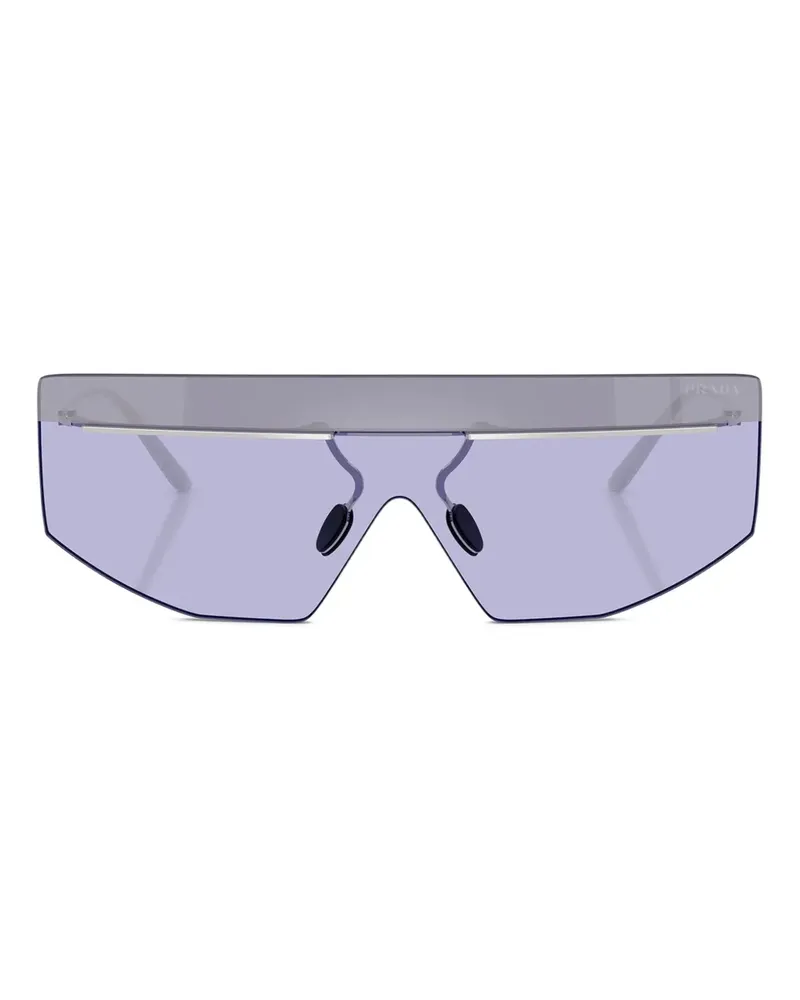 Prada Sonnenbrille mit Shield-Gestell - Silber Silber