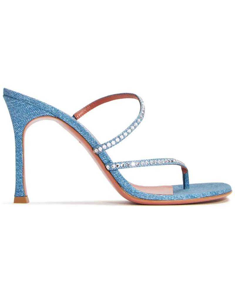 Amina Muaddi Ami Sandalen mit Kristallen 95mm Blau