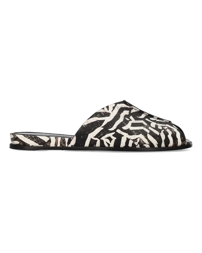 Premiata zebra-print flat sandals - Schwarz Schwarz