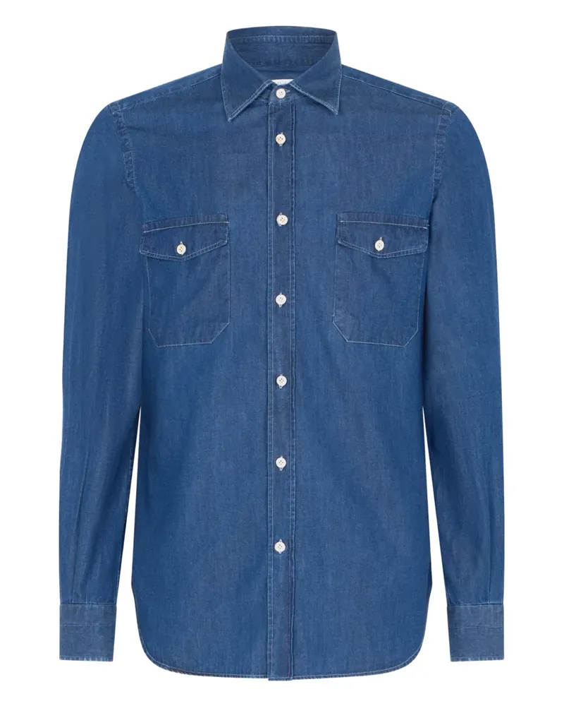 Boglioli Jeanshemd mit doppelter Tasche - Blau Blau
