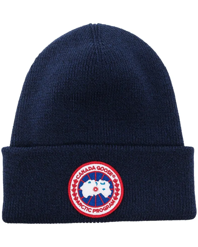 Canada Goose Gerippte Arctic Disc Strickmütze Blau