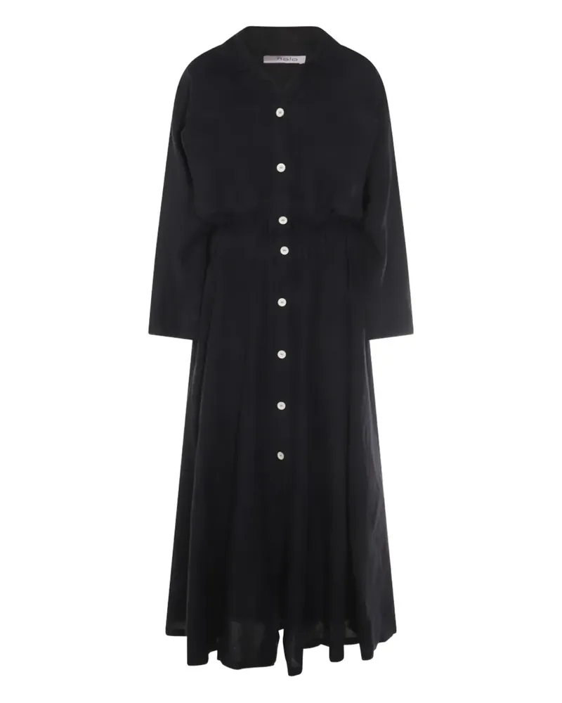 Malo Kleid aus Leinen - Schwarz Schwarz