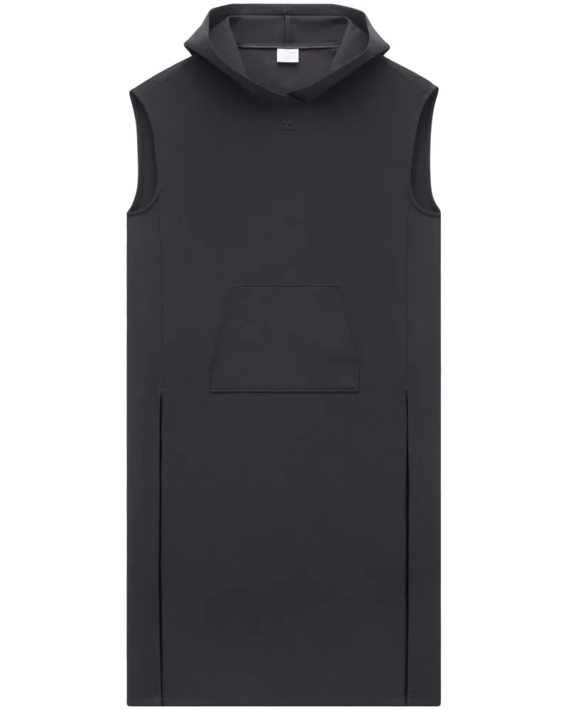 Courrèges Midikleid mit Kapuze - Schwarz Schwarz