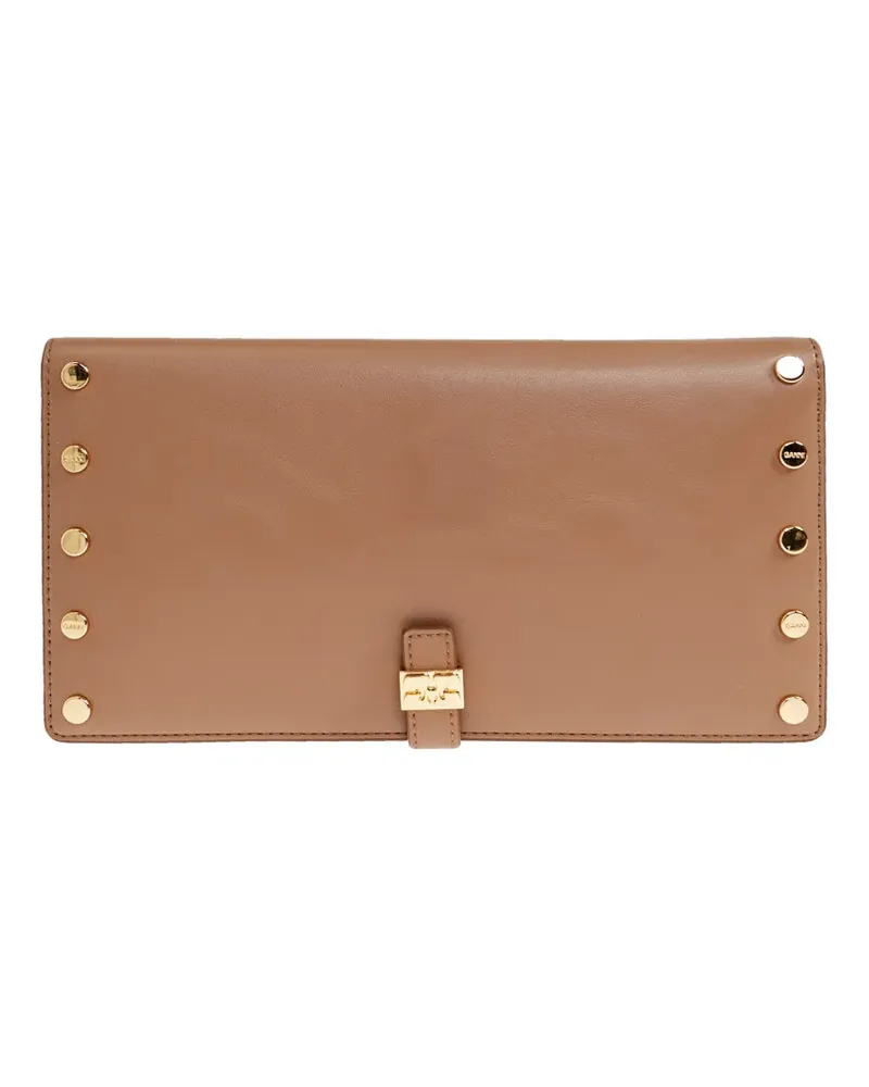 Ganni studs-embellishment flap wallet - Nude Nude