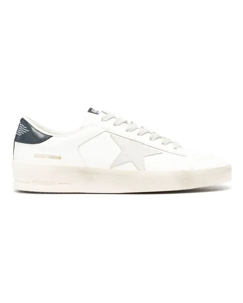 Golden Goose Stardan mit Stern aus eisgrauem Wildleder und blau-marineblauer Fersenlasche - Weiß Weiß