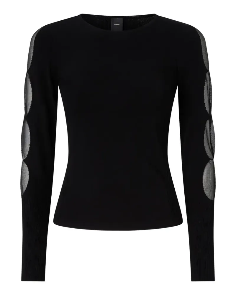 Pinko Leichter gerippter Pullover mit transparenten Details - Schwarz Schwarz