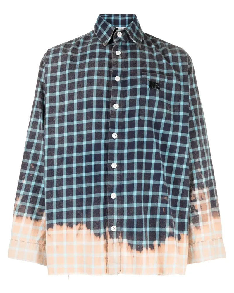 Natasha Zinko Kariertes Hemd mit Bunny Heart-Print - Blau Blau