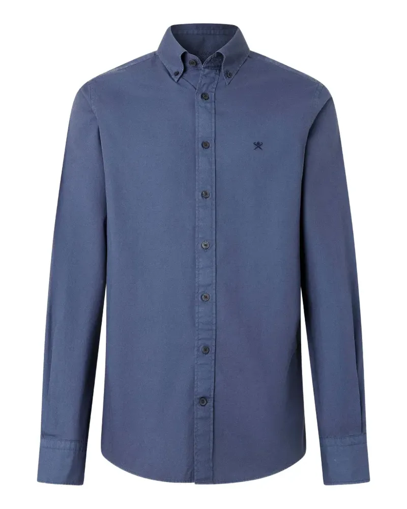 Hackett Hemd mit Logo-Stickerei - Blau Blau