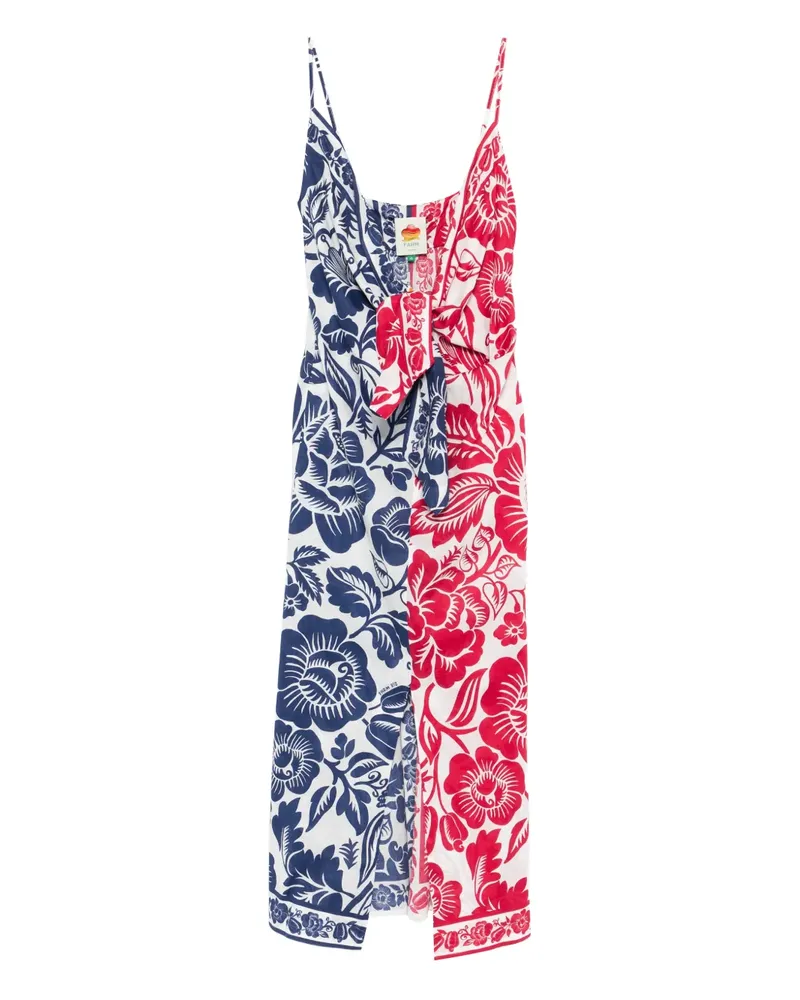 FARM Rio floral knot midi dress - Weiß Weiß