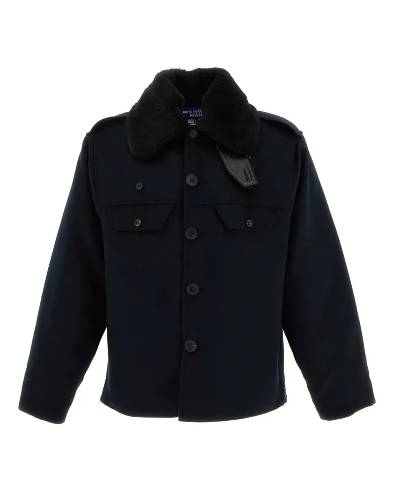 Junya Watanabe Kaschmirjacke mit Shearling-Kragen - Blau Blau