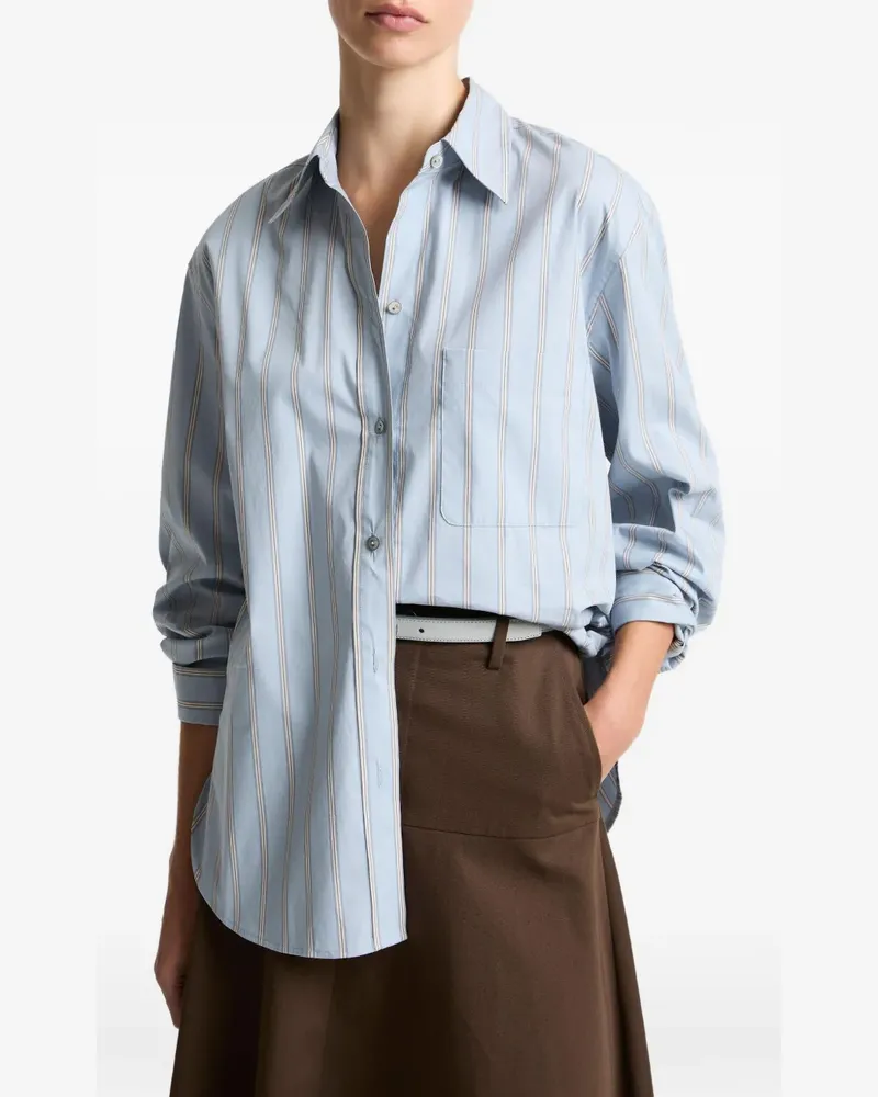 Vince Gestreiftes Hemd mit Knöpfen - Blau Blau