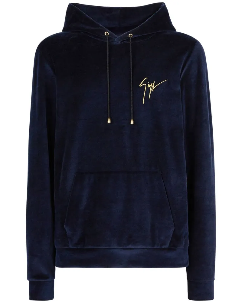 Giuseppe Zanotti Hoodie aus Samt - Blau Blau