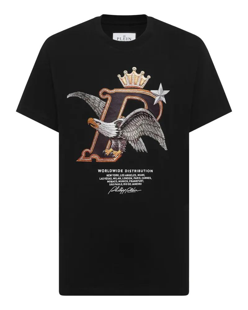 Philipp Plein T-Shirt mit Adler-Print - Schwarz Schwarz