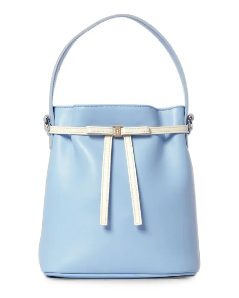Ferragamo bow-detail leather bucket bag - Blau Blau