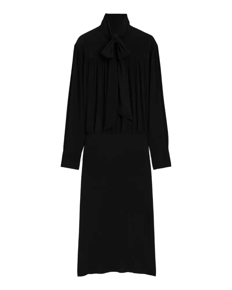 AMI Paris Lavallière-Midikleid aus Seidengemisch - Schwarz Schwarz