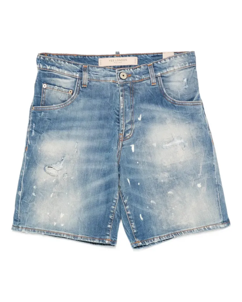 Yes London distressed paint-splatter shorts - Blau Blau