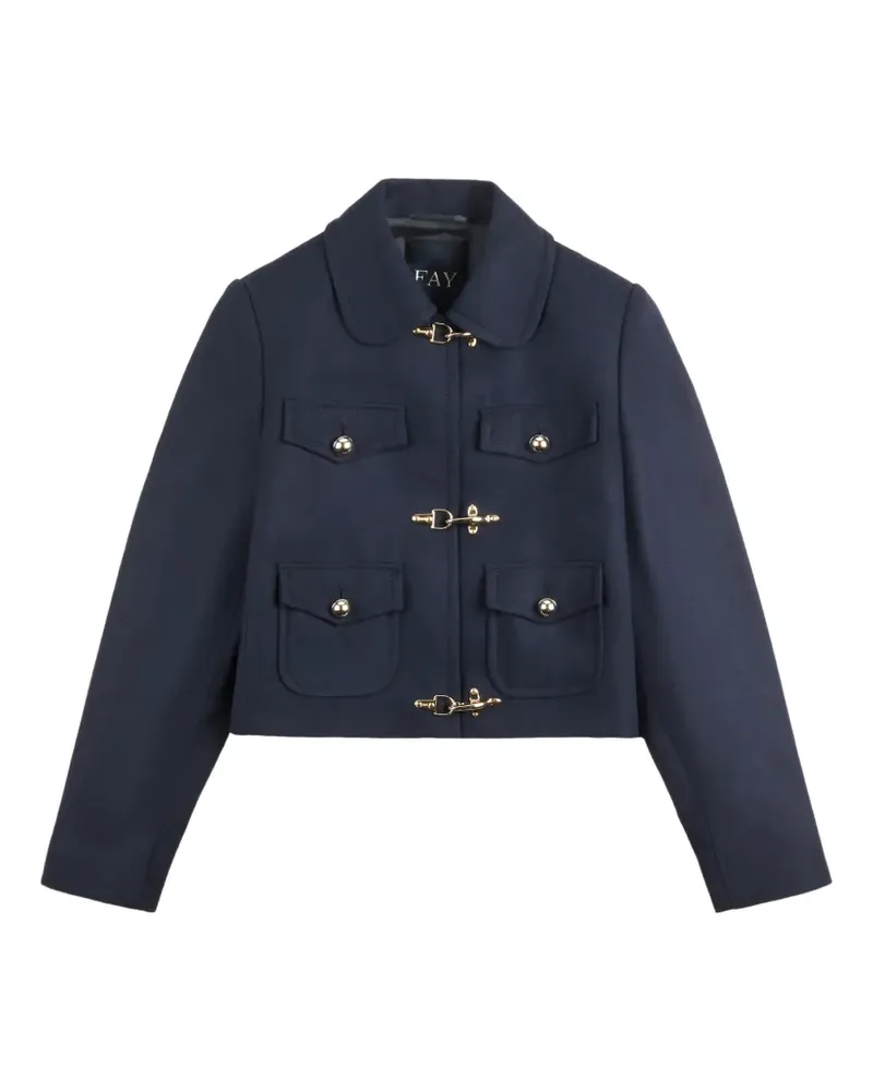 Fay 3 Ganci hook-fastening cropped jacket - Blau Blau