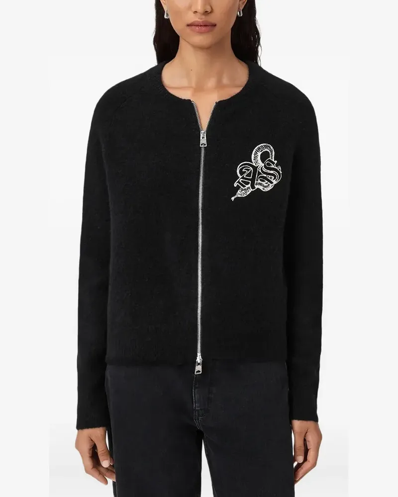 AllSaints Jaqueline Cardigan mit Logo - Schwarz Schwarz