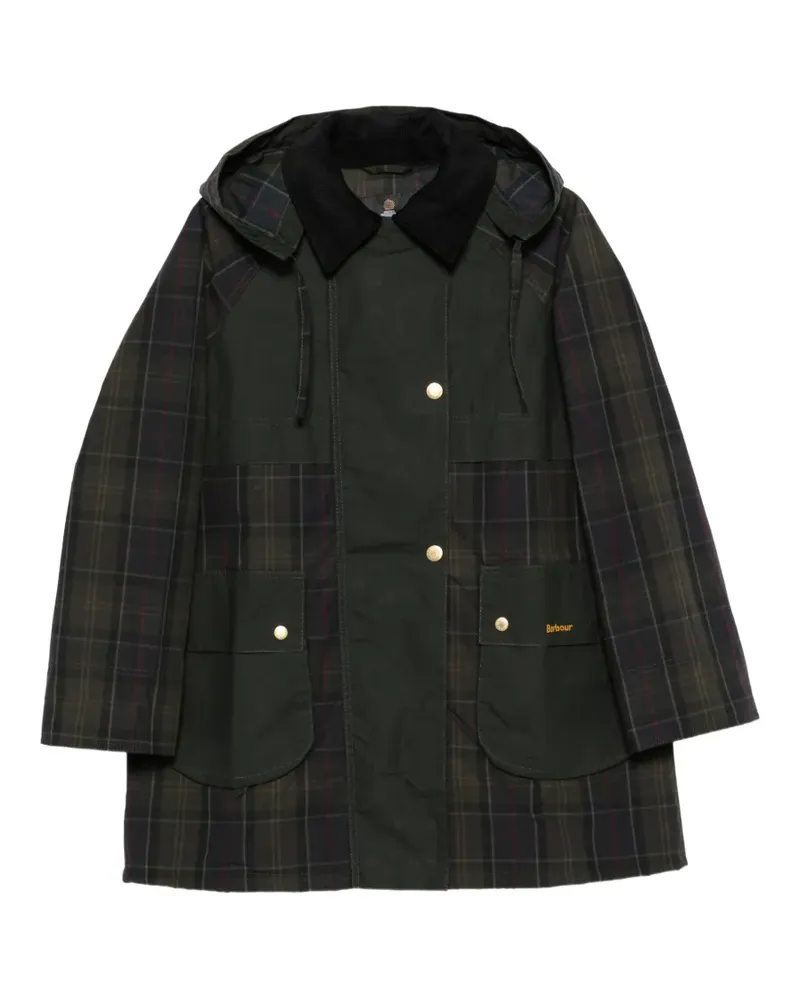 Barbour Elsie tartan-panelled hooded coat - Grün Grün