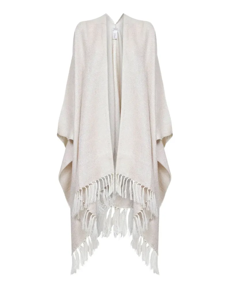 Brunello Cucinelli fringed poncho - Nude Nude