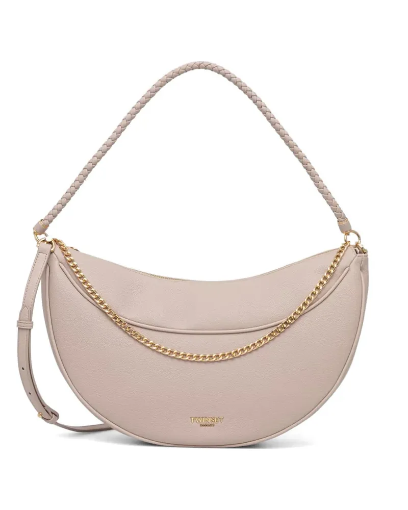 Twin-Set Tote Bag mit geflochtenem Henkel - Nude Nude
