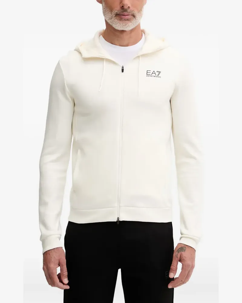 EA7 logo-print zip-up hoodie - Schwarz Schwarz