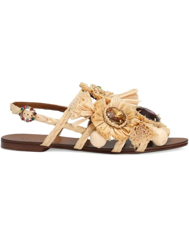 Dolce & Gabbana Verzierte Sandalen aus Raffiabast - Nude Nude
