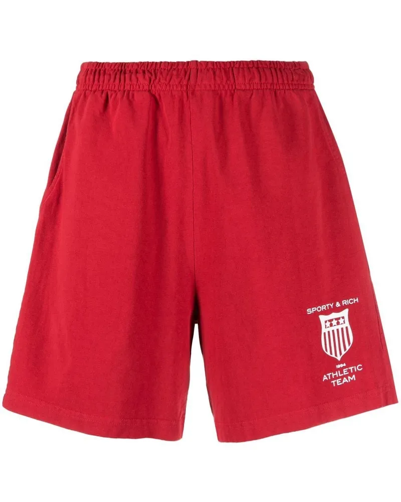 SPORTY & RICH Sport-Shorts mit Logo-Print - Rot Rot