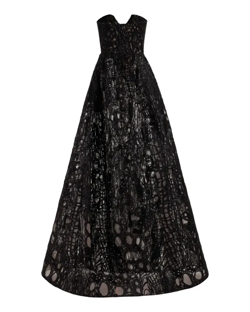 Elie Saab Maxikleid mit Pailletten - Schwarz Schwarz