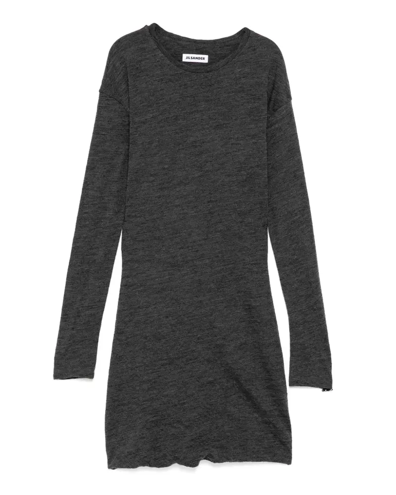 Jil Sander long-sleeve crew-neck double layer mini dress - Grau Grau