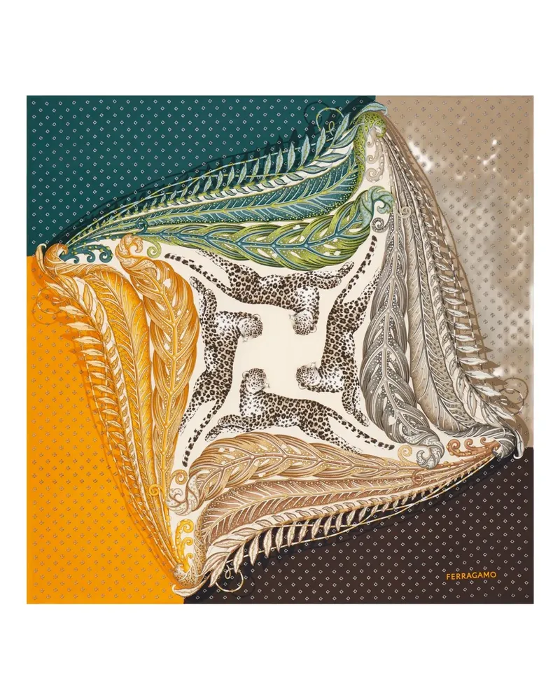 Ferragamo Seidenschal mit Madras-Print - Grün Grün