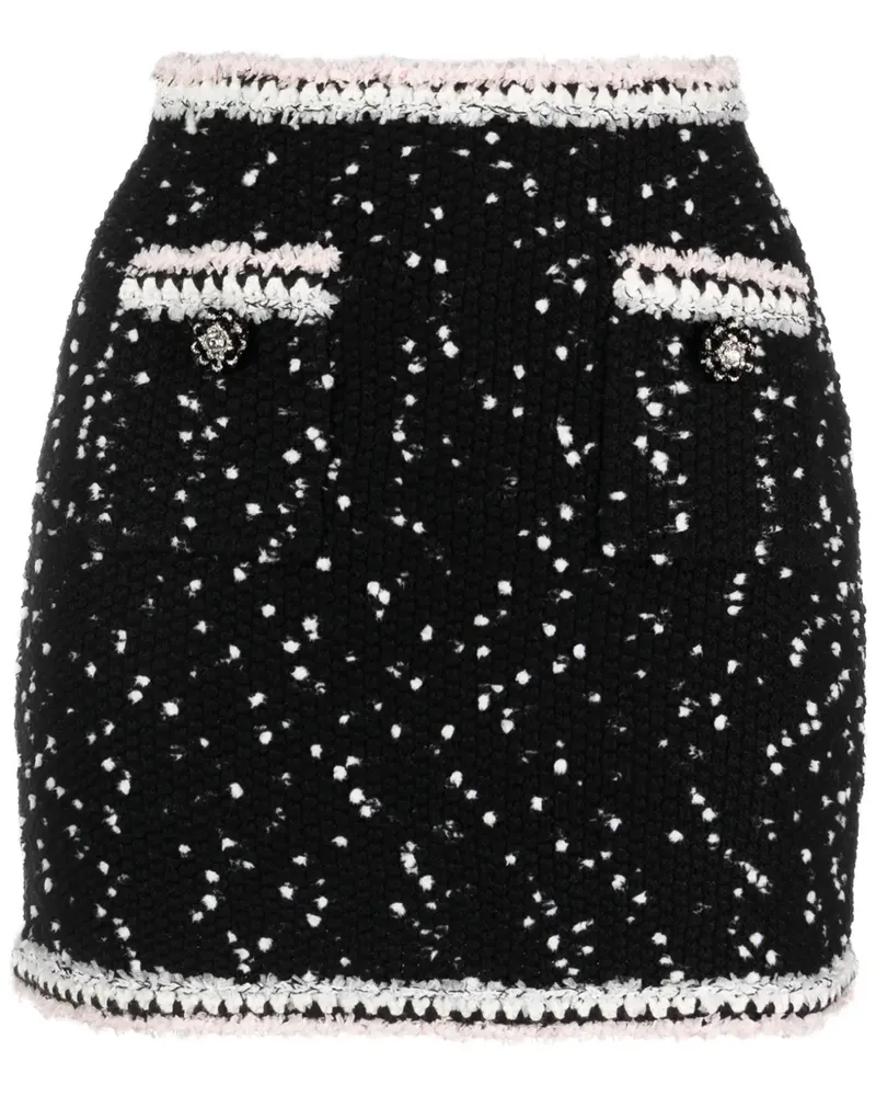Self-Portrait Gestrickter Minirock - Schwarz Schwarz
