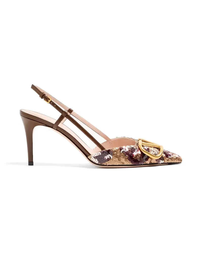 Valentino Garavani VLogo Signature Slingback-Pumps mit Animalier-Stickerei 80mm - Braun Braun