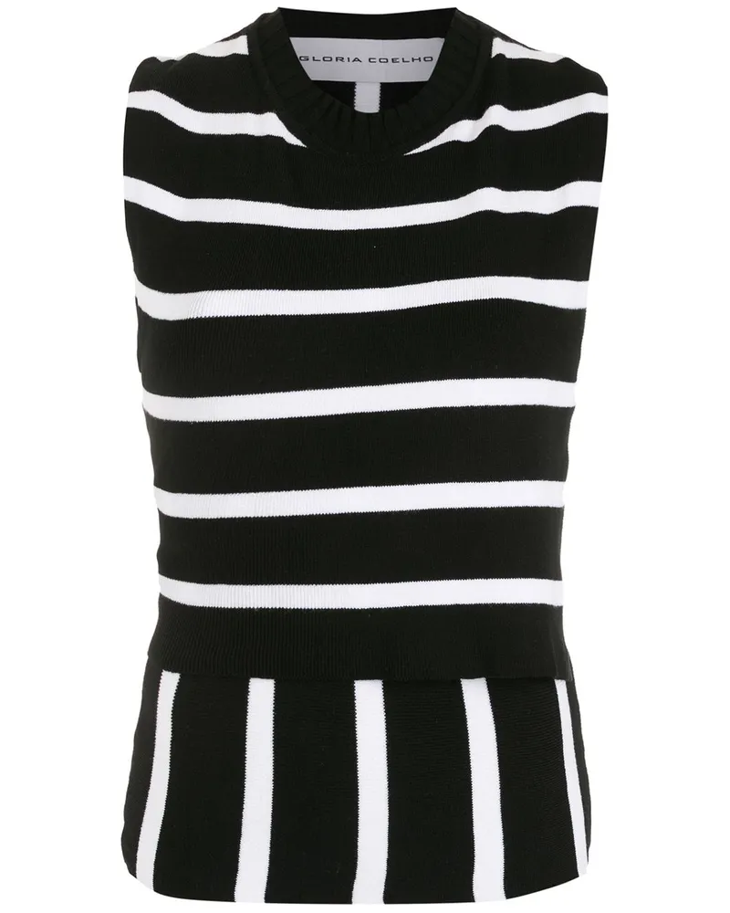 Gloria Coelho Gestreiftes Top - Schwarz Schwarz