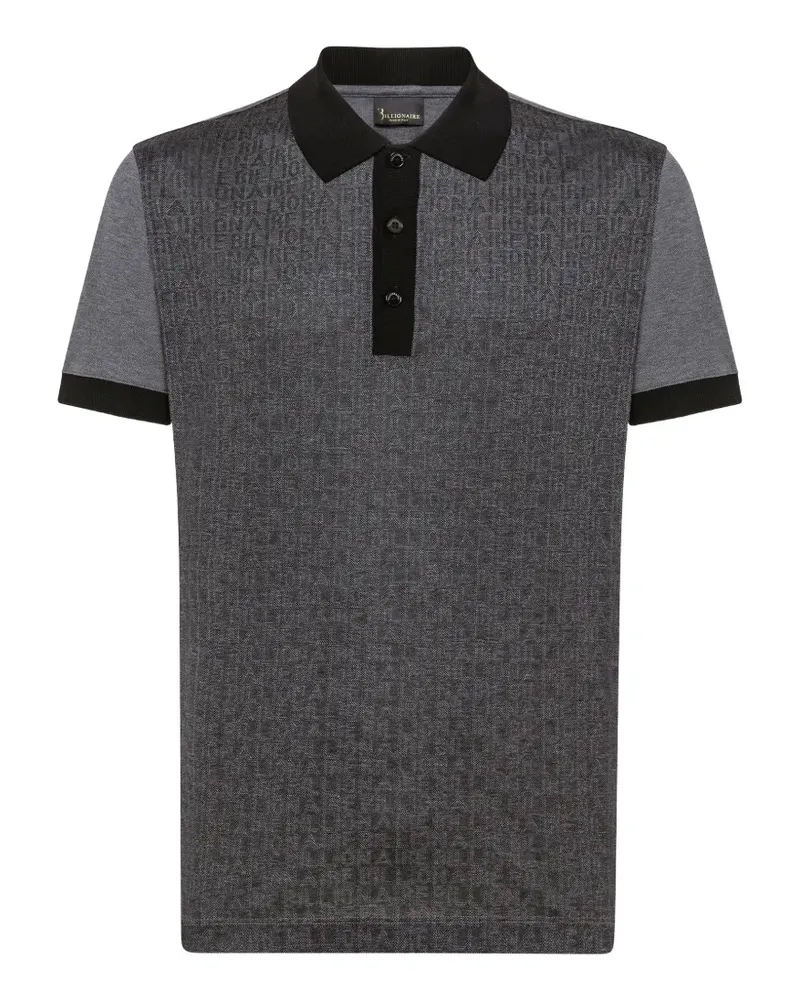 Billionaire logo-jacquard short-sleeve polo shirt - Grau Grau
