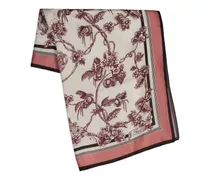 Seidenschal mit Blumen-Print - Nude