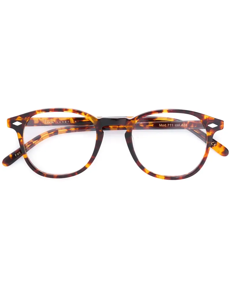 Lesca Runde Brille in Schildpattoptik - Braun Braun