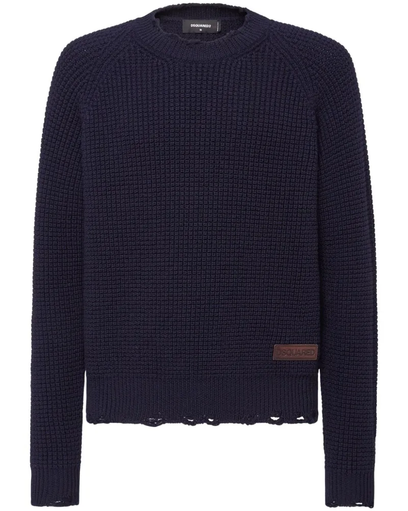 Dsquared2 Strickpullover mit Logo-Patch - Blau Blau