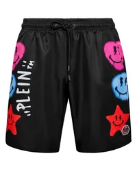 Philipp Plein Badeshorts mit grafischem Print Schwarz